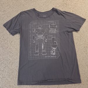 Ready Player One, Large, Teens Gray Robot Graphic Tee